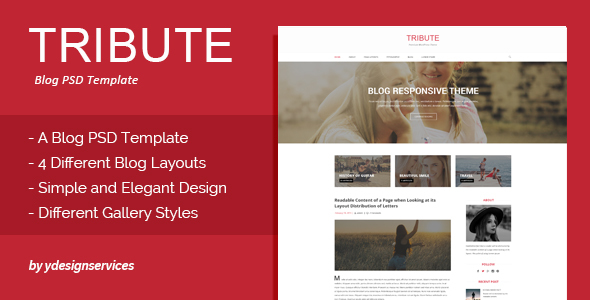 Tribute - Blog PSD Template