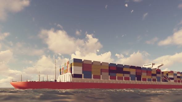 Cargo Container Ship On The Sea Animation