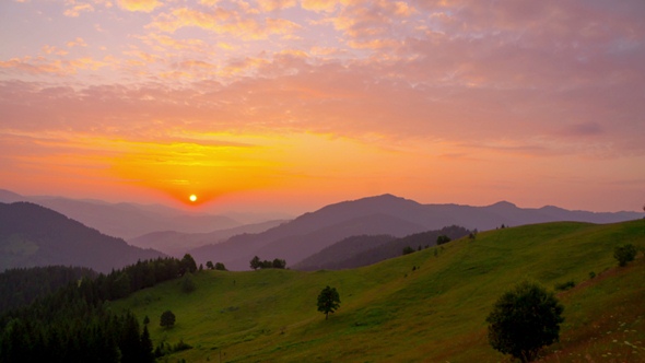 Sunrise over the Mountains.