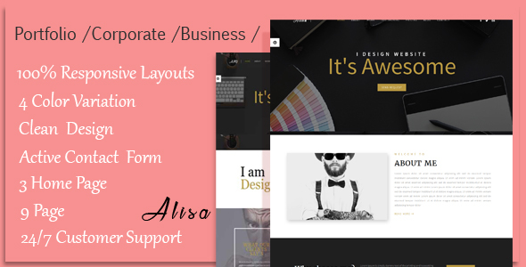 Alisa - Responsive Corporate, Business, Creative , Portfolio & Blog Template