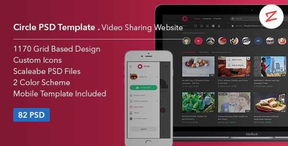 Circle: Video Sharing Website PSD Template