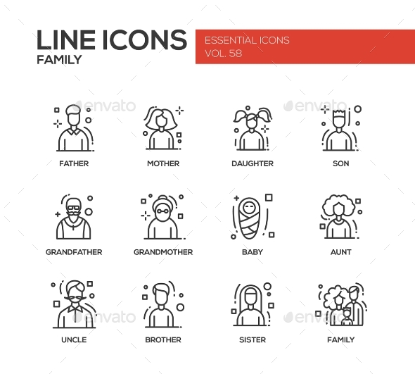 Family - Line Design Icons Set