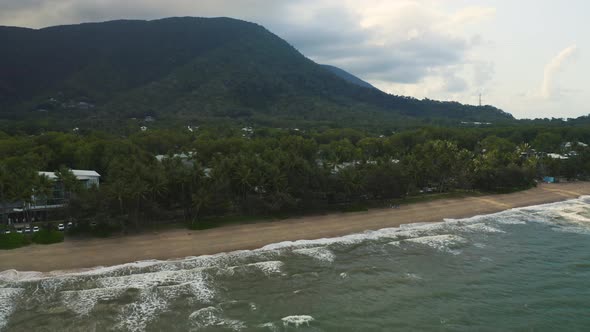 6390 Aerial, Beautiful View On A Beach Of Palm Cove, Cairns In Queensland, Australia