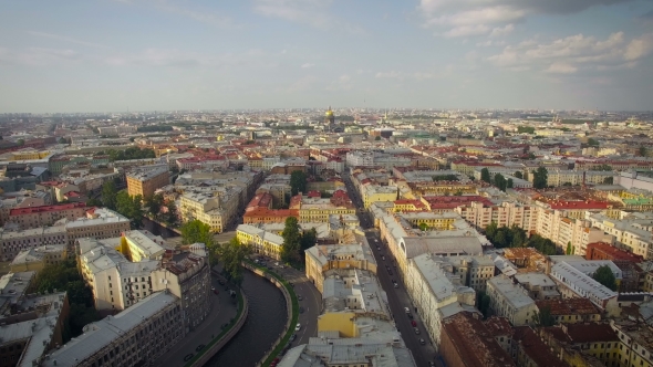 Flying Over The Roofs Of Saint-Petersburg