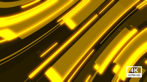 Yellow Glowing Light Random Stripes Transition 4K