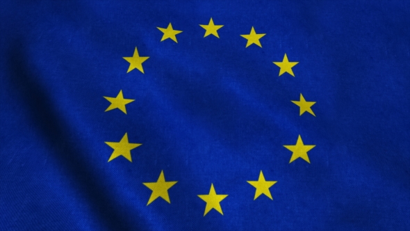 Flag Of The European Union Waving On The Wind