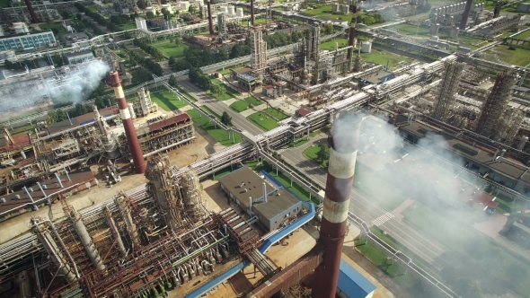 Aerial View Of Oil Refinery Plant