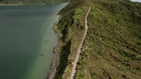 Hiking Trail at Lagoa Do Fogo Lake in Azores