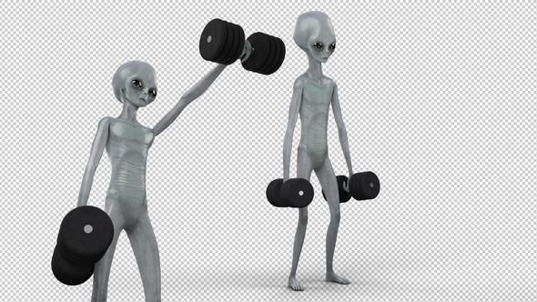 Alien Doing Front Dumbbell Raise Exercise 2