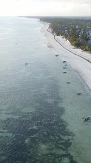 Tanzania  Vertical Video of the Ocean Near the Coast of Zanzibar Slow Motion