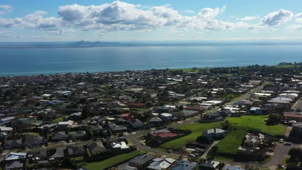 AERIAL Orbital, Coastal Town Of Clifton Springs Australia And Corio Bay