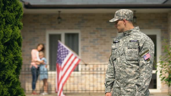 Sad Soldier Leaving for War, Upset Family Staying Home, Dangerous Occupation