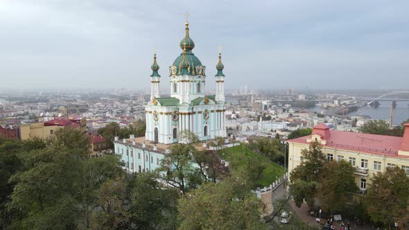 St. Andrew's Church in Kyiv. Ukrane. Slow Motion, Kiev