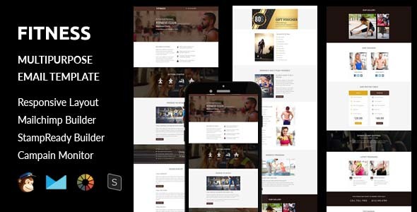 Fitness - Multipurpose Responsive Email Template + Stampready Online Builder Access