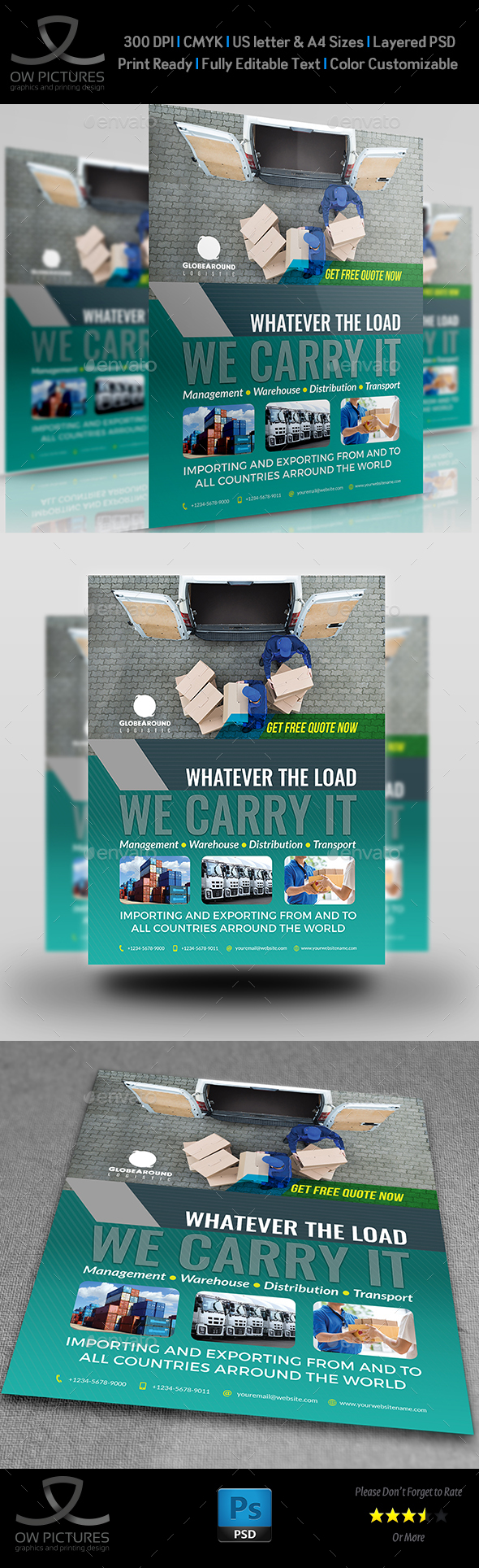Freight Logistic Services Flyer Template Vol.5