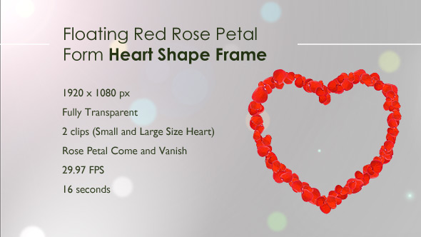Floating Red Rose Petal Form Heart Shape Frame  alt