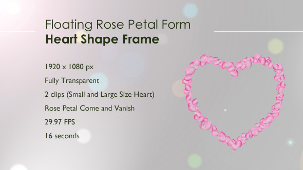 Floating Rose Petal Form Heart Shape Frame 