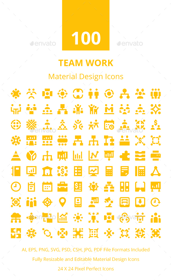 100 Team Work Material Design Icons