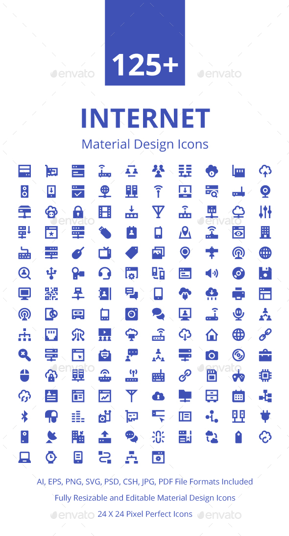 125+ Internet Material Design Icons