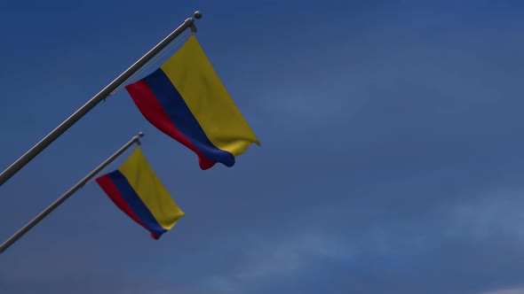 Colombia Flags In The Blue Sky - 2K