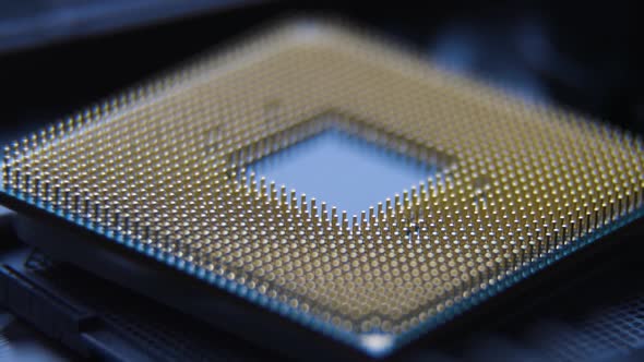 Bottom side of central processing unit CPU, showing its pins