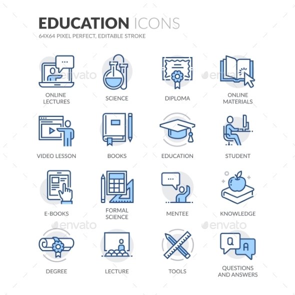 Line Education Icons