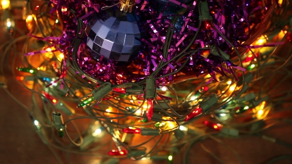 Christmas Balls And Garland Flashing Tangled