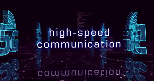 5G high-speed mobile phone network symbols loop cyber concept