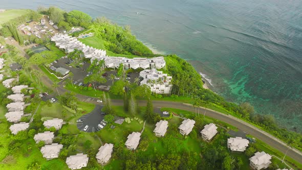 Aerial View of Hanalei Bay Villas in Princeville Town Kauai North Shore Hawaii