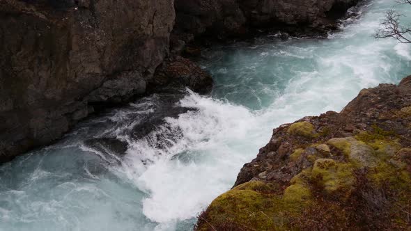 Close up from a stream of the Hraunfossar waterfalls