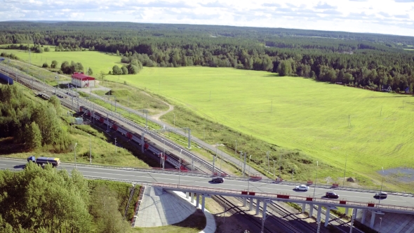 Flight Above Railway And Bridge alt