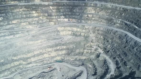 Aerial view of Huge asbestos quarry with site loaded with explosives 06