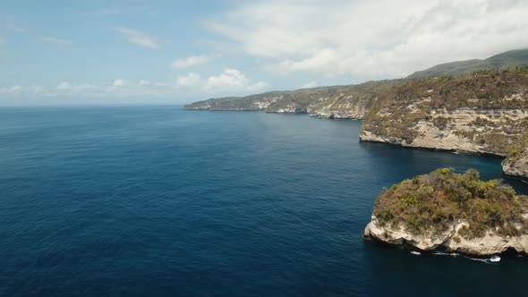 Cliffs Sea Waves Nusa Penida Bali Indonesia