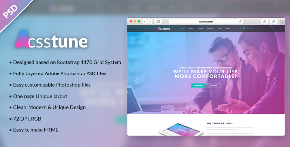 Acsstune - One Page Corporate PSD Template