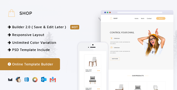 Shop – Responsive Email + Online Template Builder