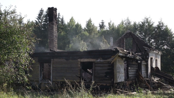 Wooden Farmhouse After a Fire