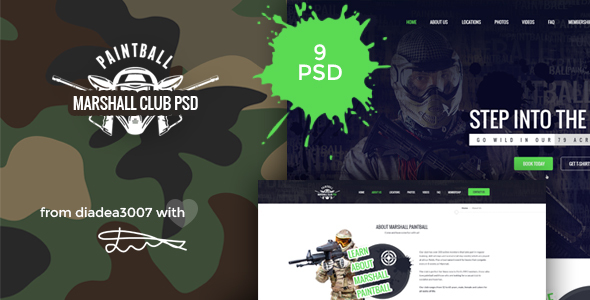 Marshall - Paintball Club PSD Template