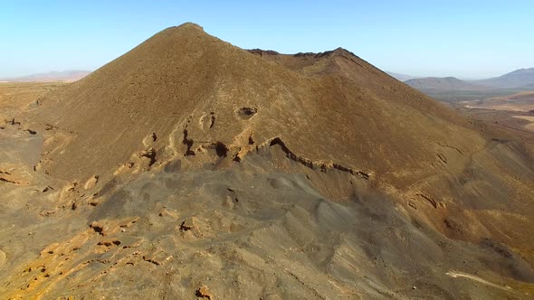 Abstract aerial view of landscape at Caldera de Gairia volcano in Fuerteventura.