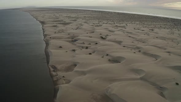 Sand Dune Beach Coastline of Baja California Sur in Mexico, Aerial