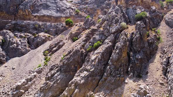 Huge Steep Cliffs Canyon in the Euphrates River Delta Dramatic Geological Wonder in Turkey