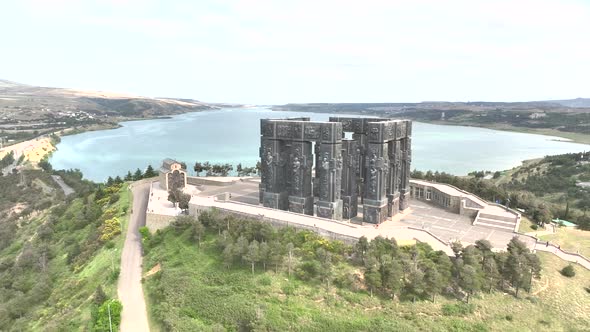 Tbilisi, Georgia - June 7 2022: Aerial view of Memorial History of Georgia