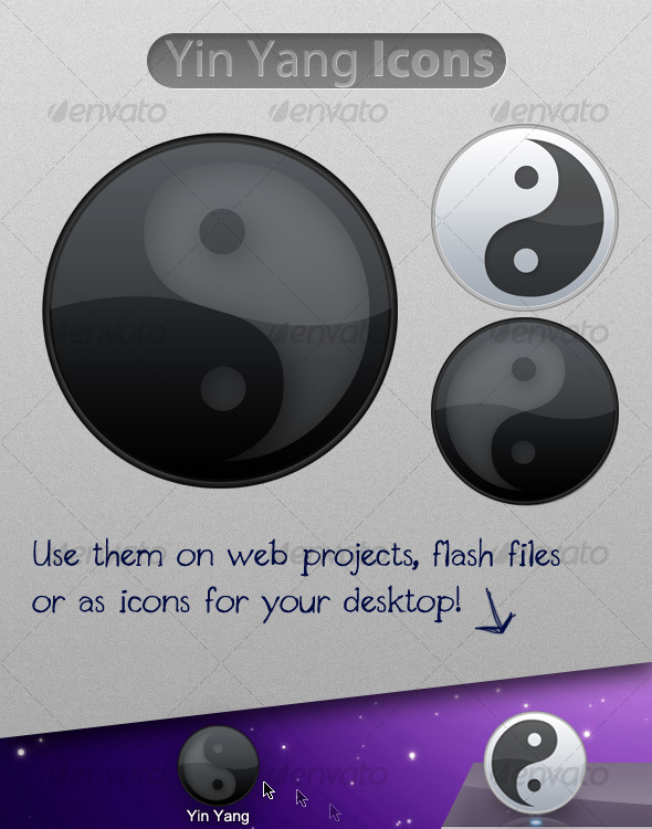 Glossy Yin Yang Icons