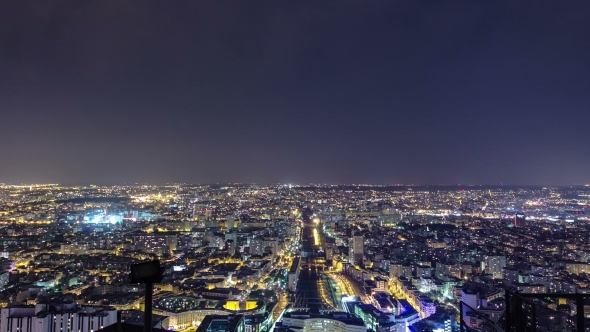 The City Skyline At Night. Paris, France alt