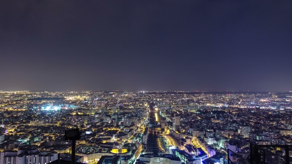 The City Skyline At Night. Paris, France