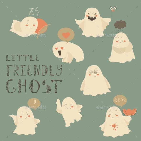 Ghosts Emoticon Halloween Set