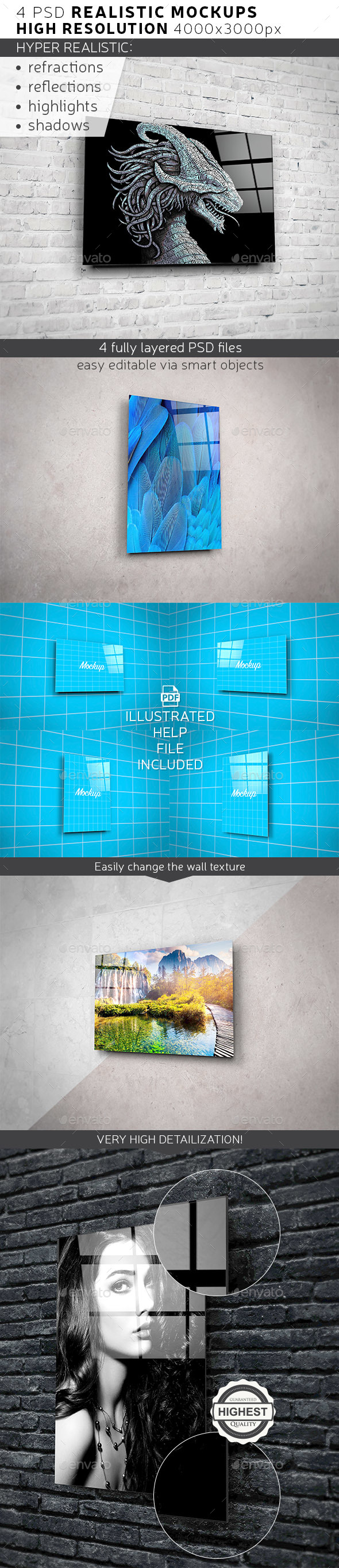Download Graphicriver | Glass Poster / Canvas Mock-Up Free Download #1
