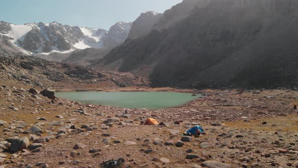 Aerial View of the Mountain Lake