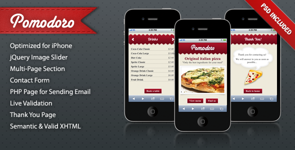Pomodoro iPhone Landing Page