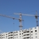 Tower Cranes Against Blue Sky, With Clouds - VideoHive Item for Sale