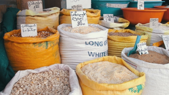 Showcases Grain In Sacks In Georgia